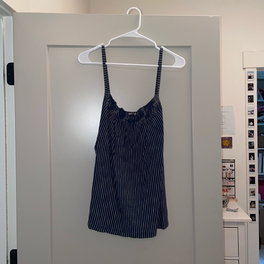 Size large, navy and white striped tank